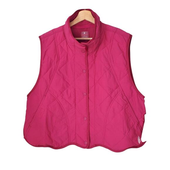FP Movement Free People Quinn Quilted Waistcoat Puffer Magenta Haze Combo Medium - Picture 4 of 13